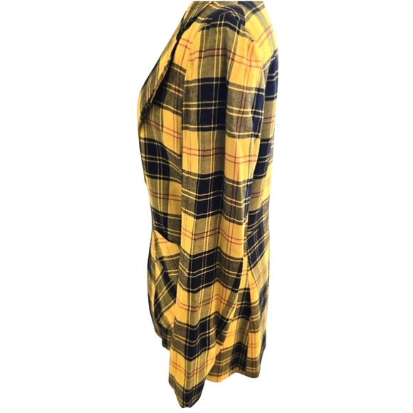 70s VINTAGE bootlegger Blazer Womens 38 Yellow Black Plaid Tartan Wide Lapel - Picture 3 of 13